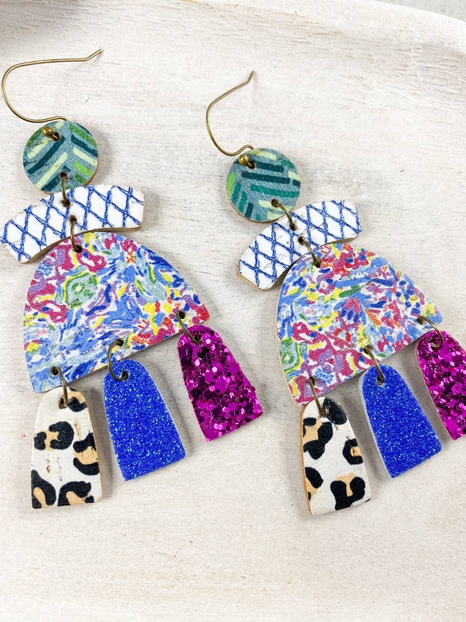 Jewel Tone Chandeliers | handmade leather statement earrings