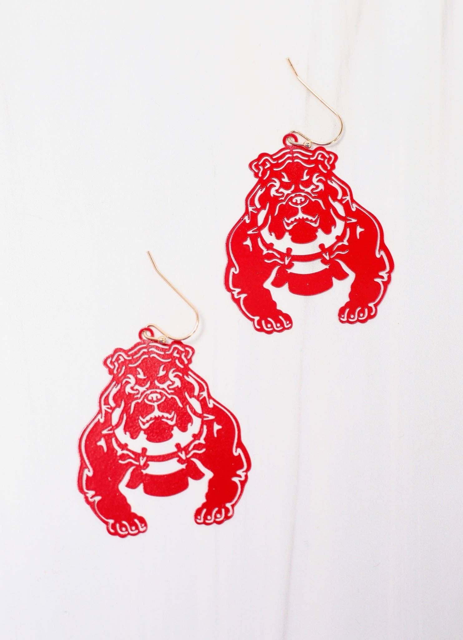 Bulldog Nation Cutout Earring RED