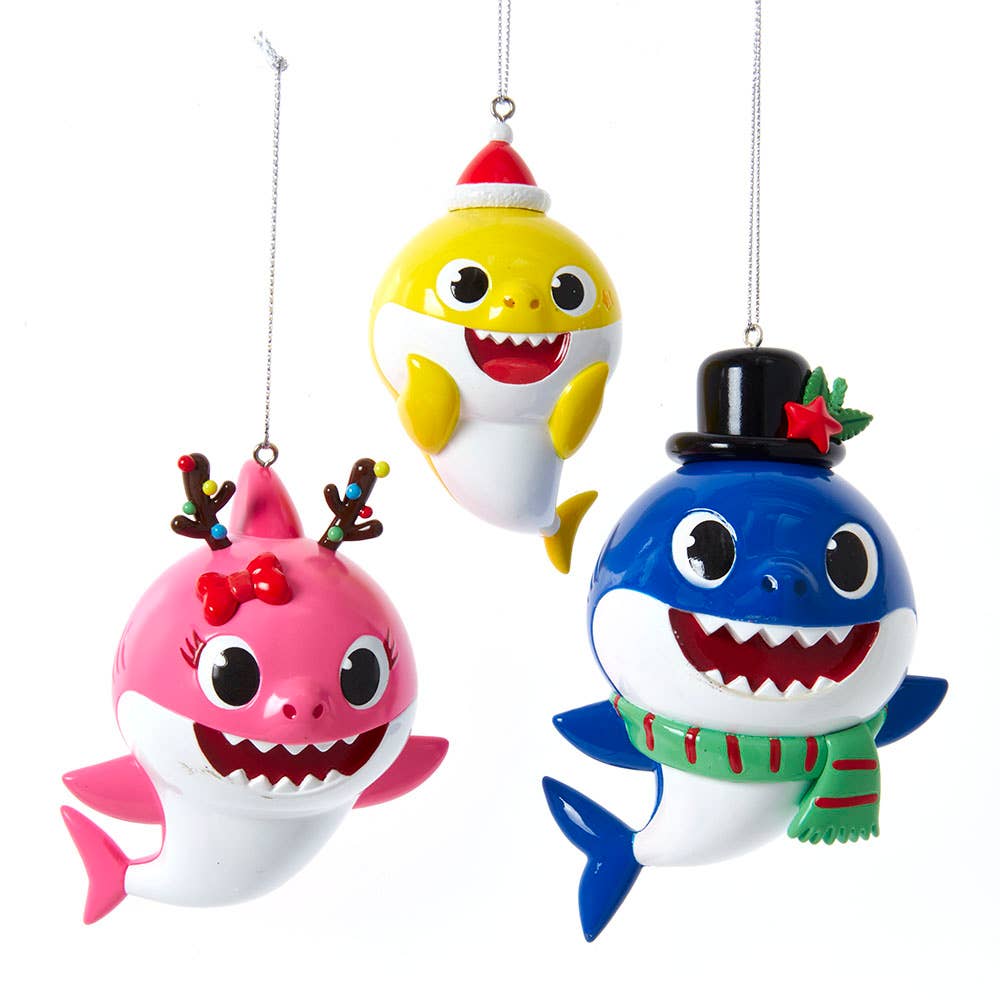 Baby Shark™ Santa Family Ornaments, 3 Assorted