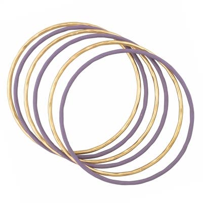 Lavender Color Coated and Metal Gold Bangles Set of 6