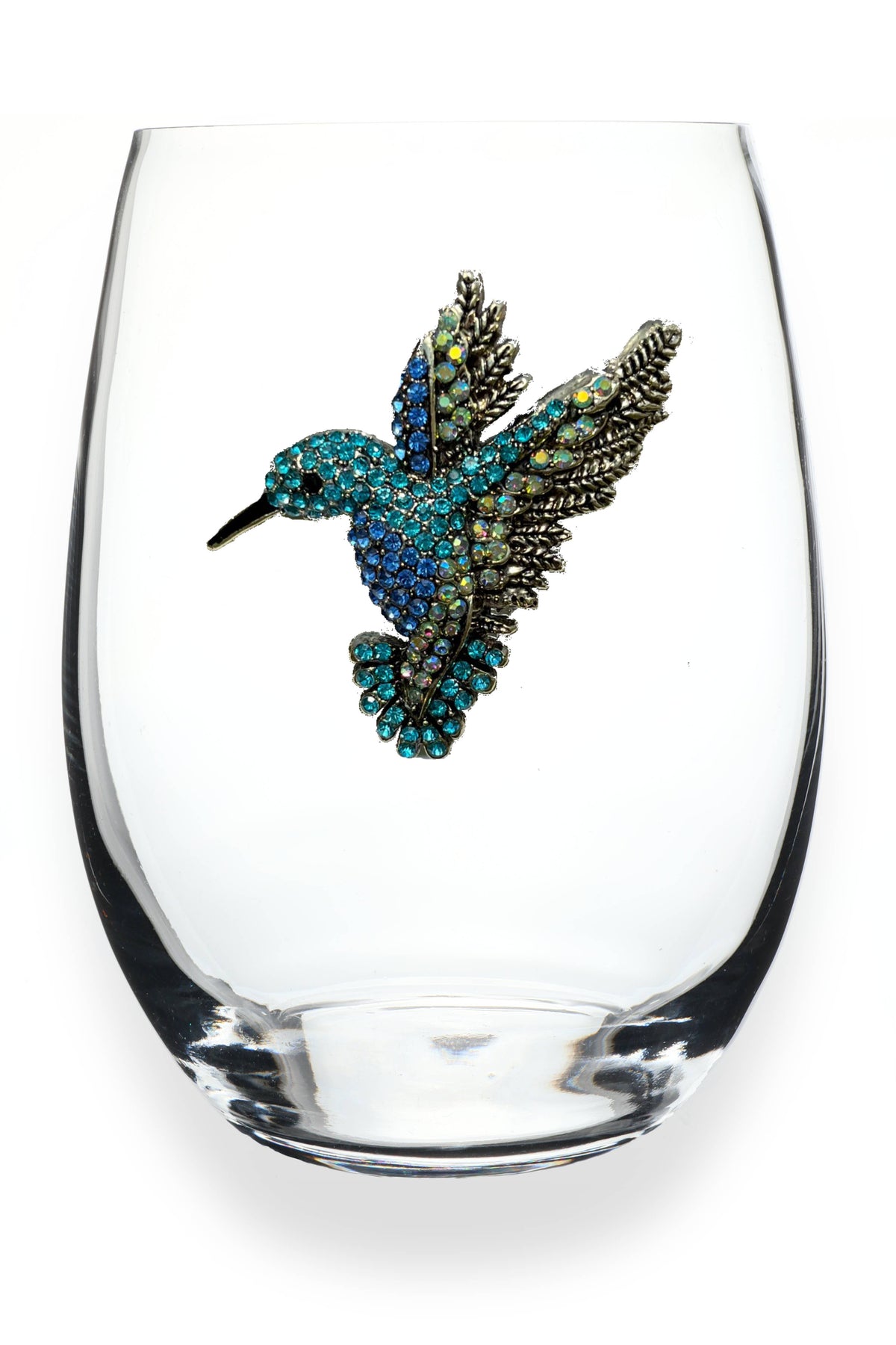 Hummingbird - Jeweled Stemless Wine Glass