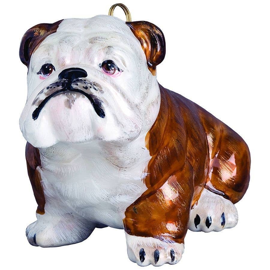 Bulldog Brown and White Holiday Ornament