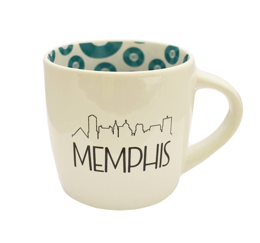 Memphis Mug- Skyline with teal records