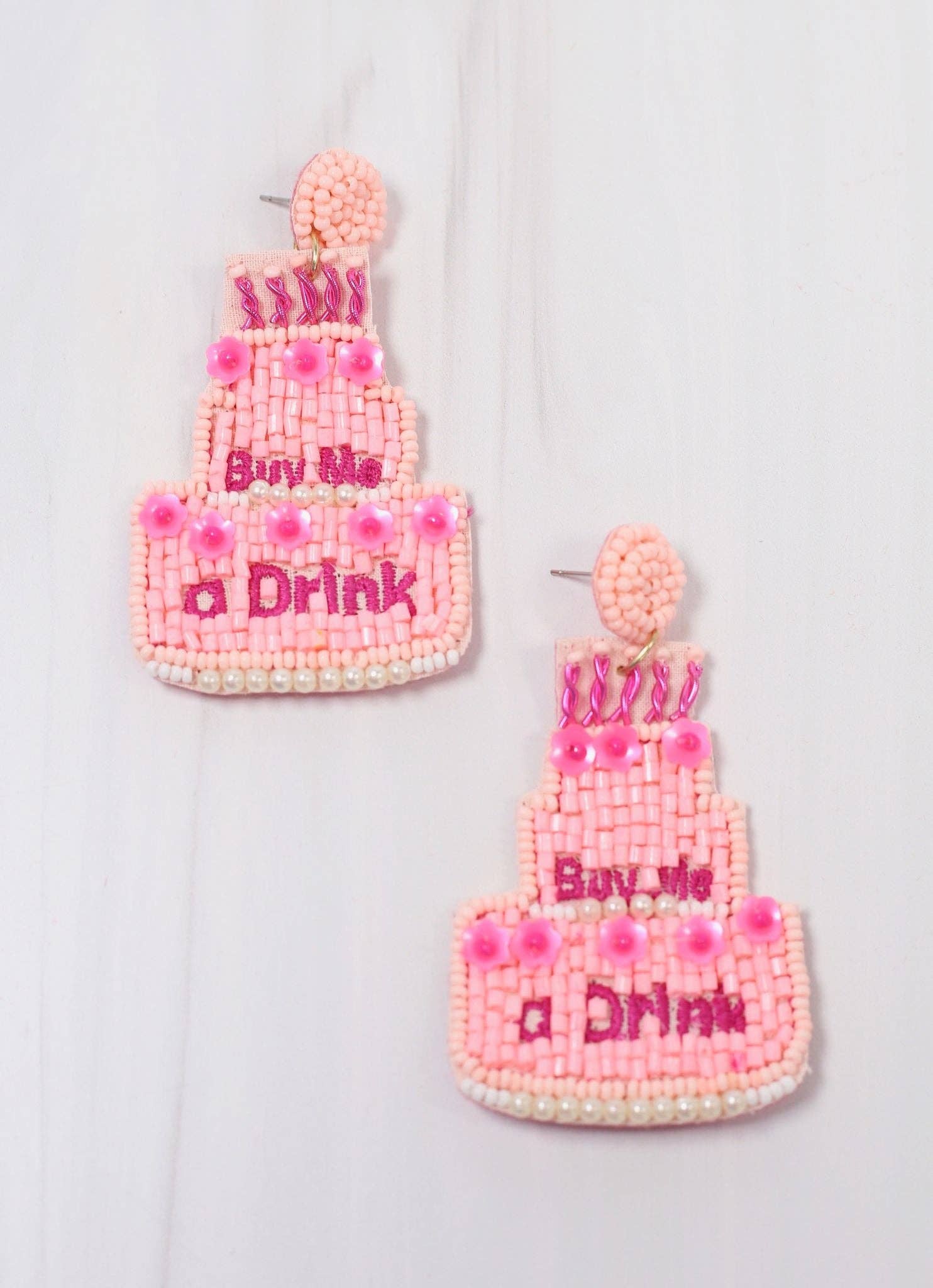 Buy Me a Drink Birthday Earring PINK