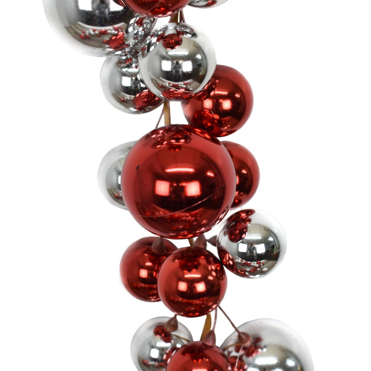 6' Elegant Plastic Ball Garland - Red/Silver