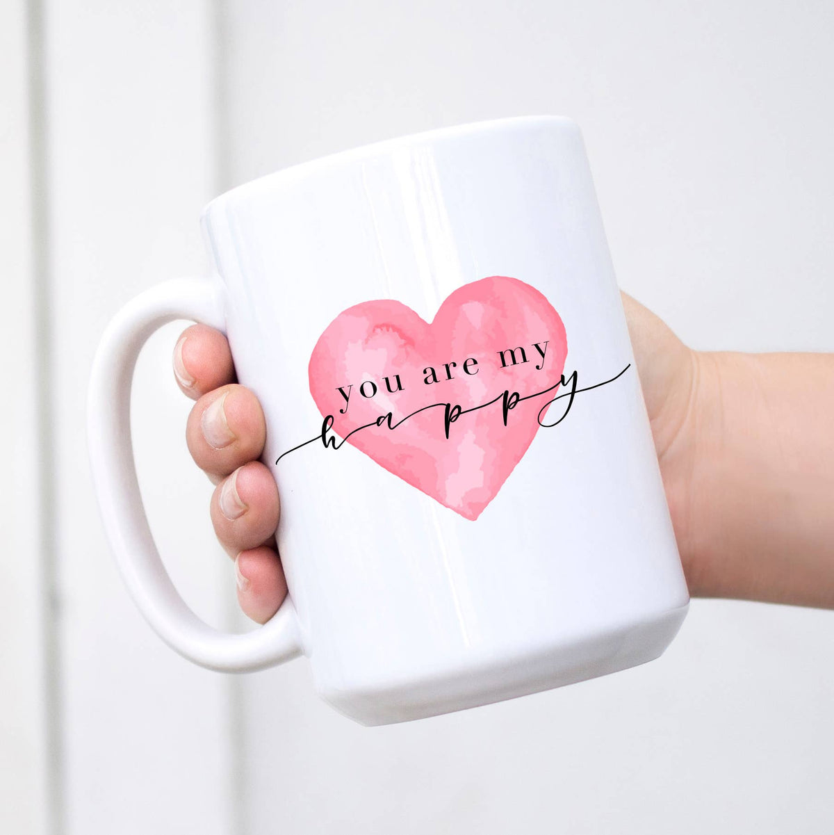 You are my happy, Valentine's day Mug, Pink heart
