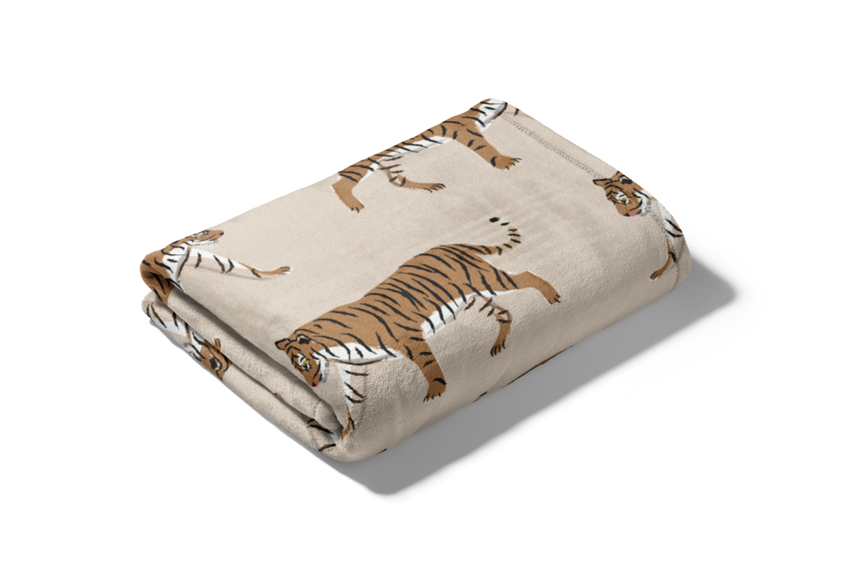 Minky Plush Throw Blanket - Tiger - New!: Tan