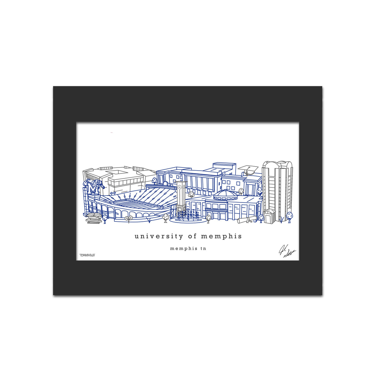 University of Memphis Minimalist Matted Frame