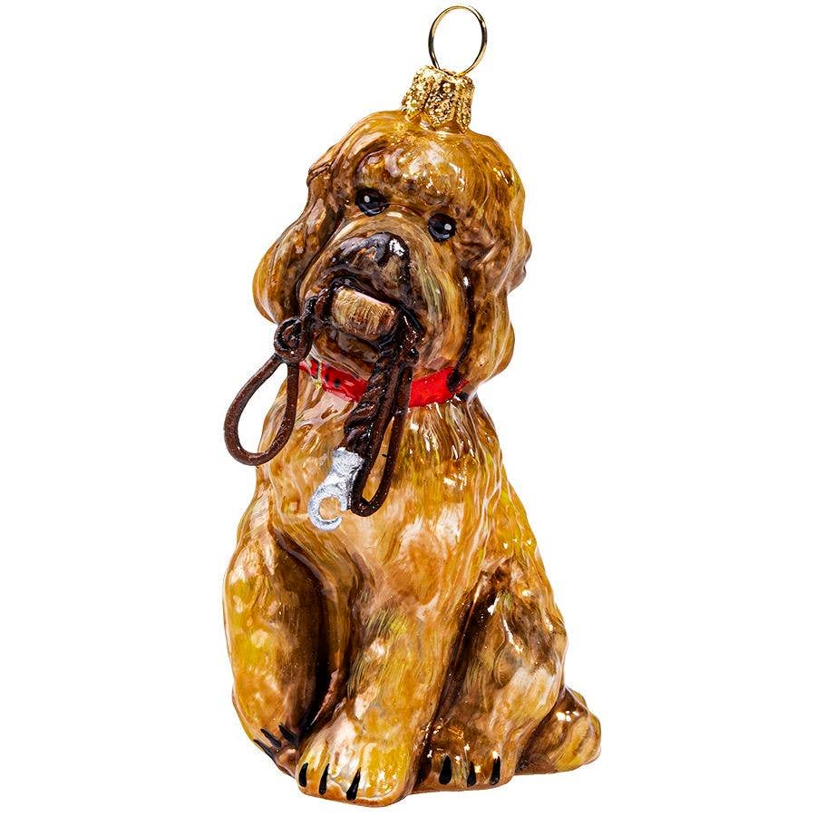 Labradoodle Brown with Leash Holiday Ornament