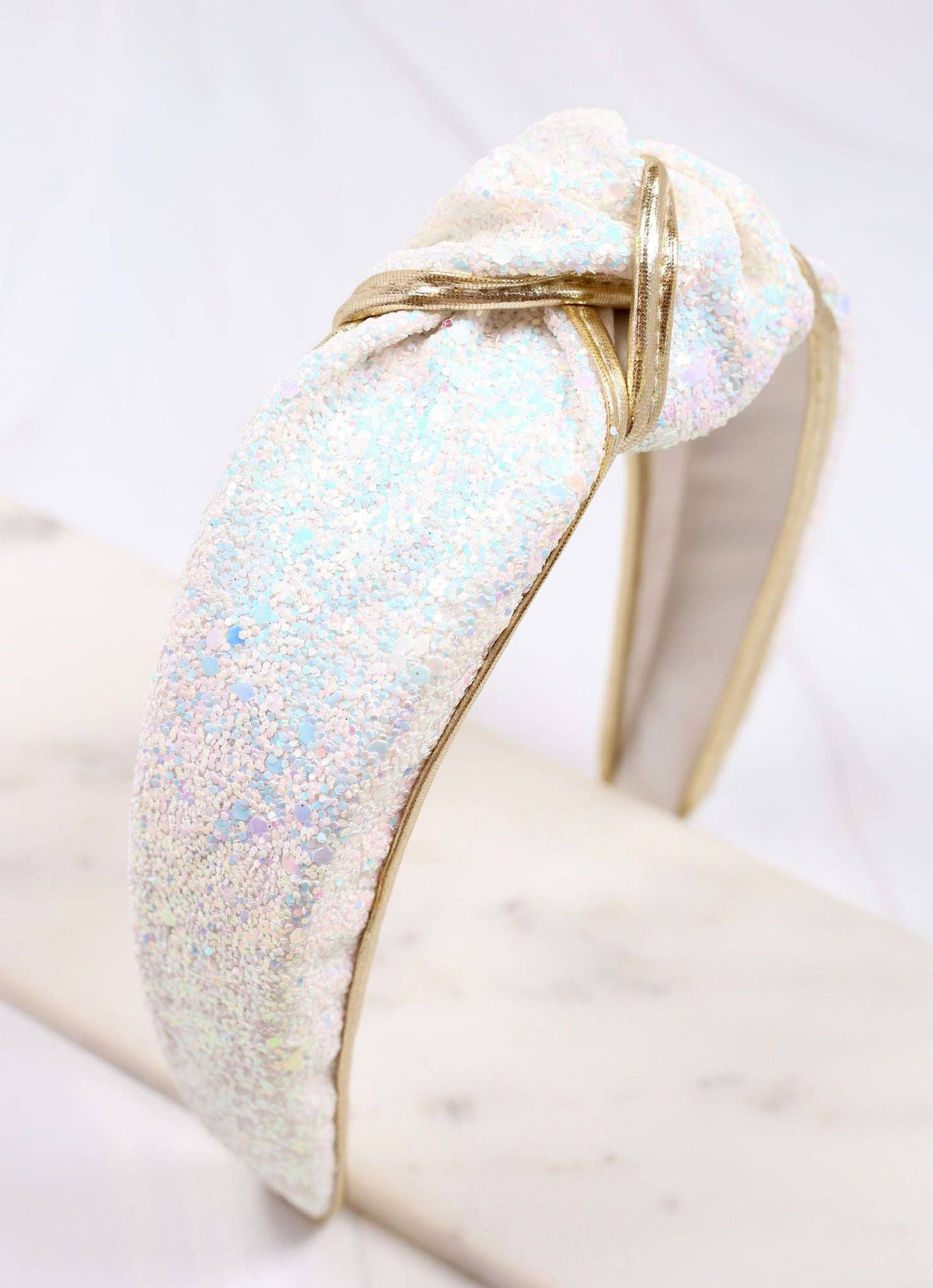 Gina Glitter Headband WHITE OPAL