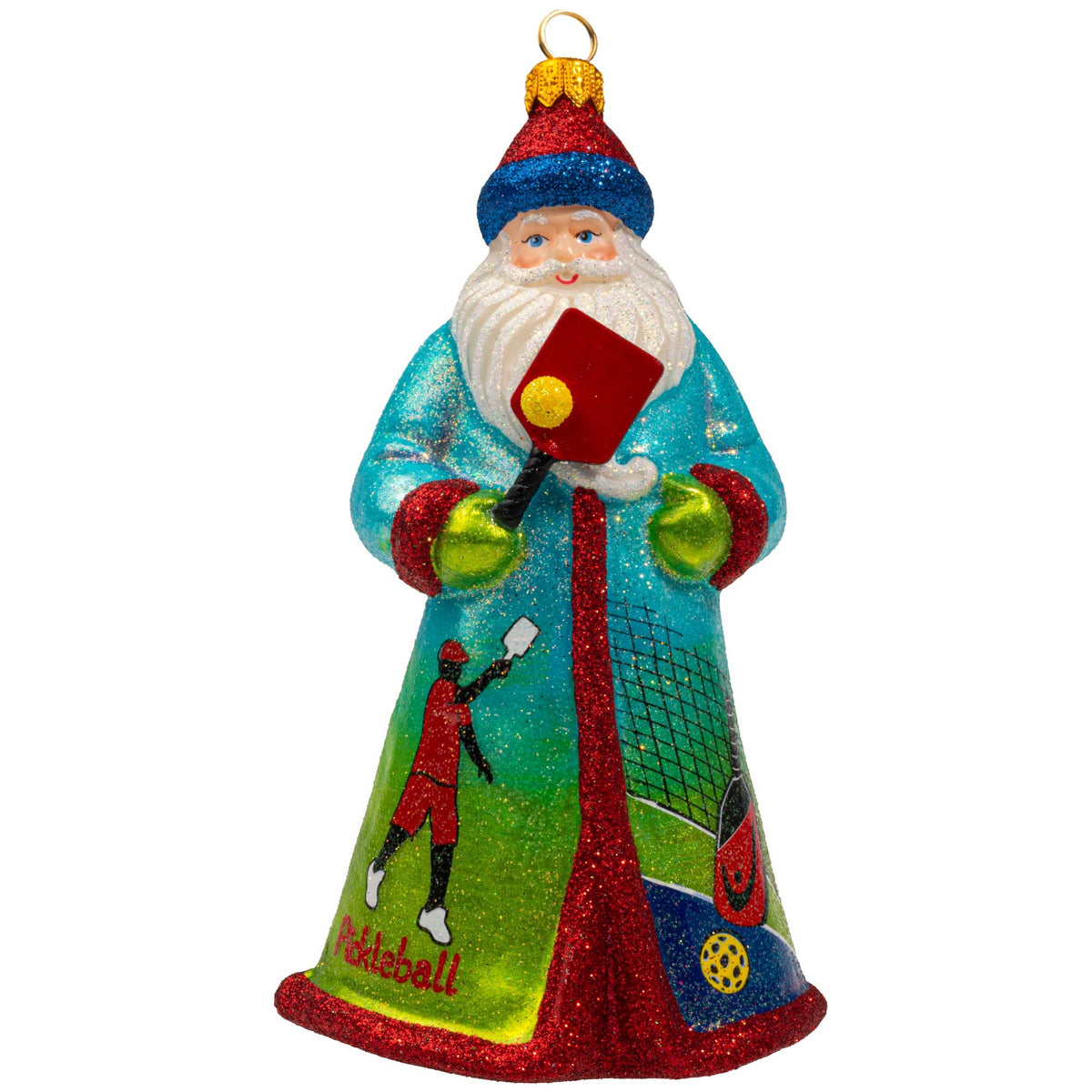 Glitterazzi Pickle Ball Santa.. Holiday Ornament