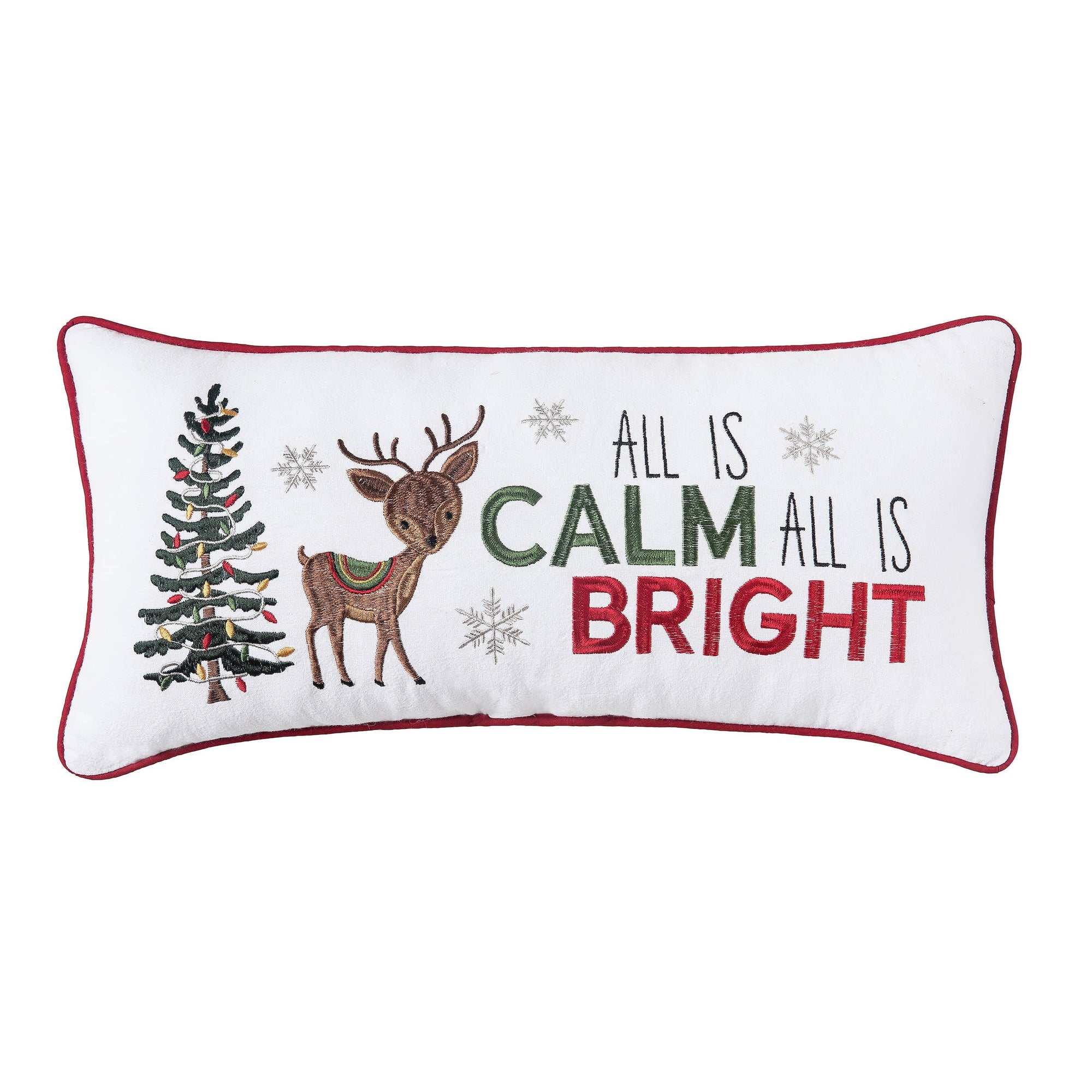 Christmas Calm & Bright Reindeer Throw Pillow