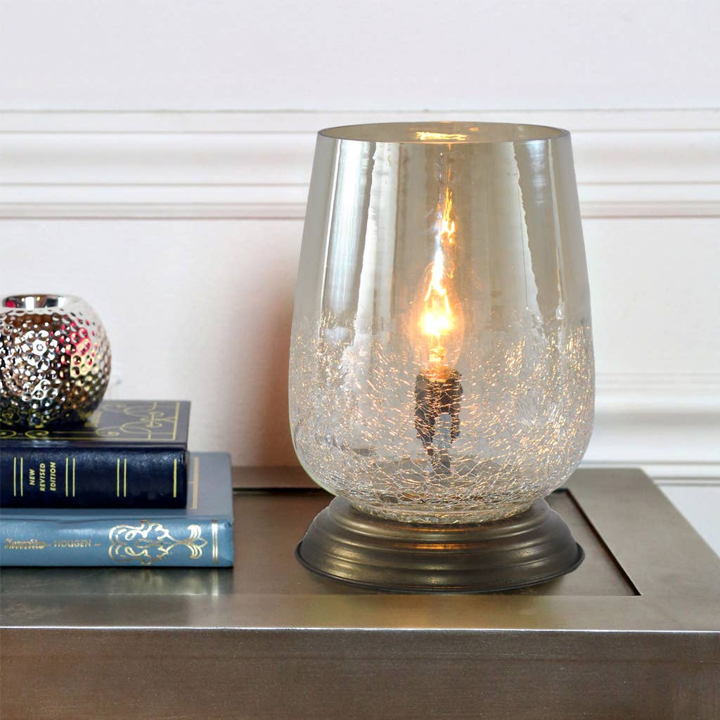 7.9"H Eileen Taupe Handblown Glass Shade Accent Table Lamp