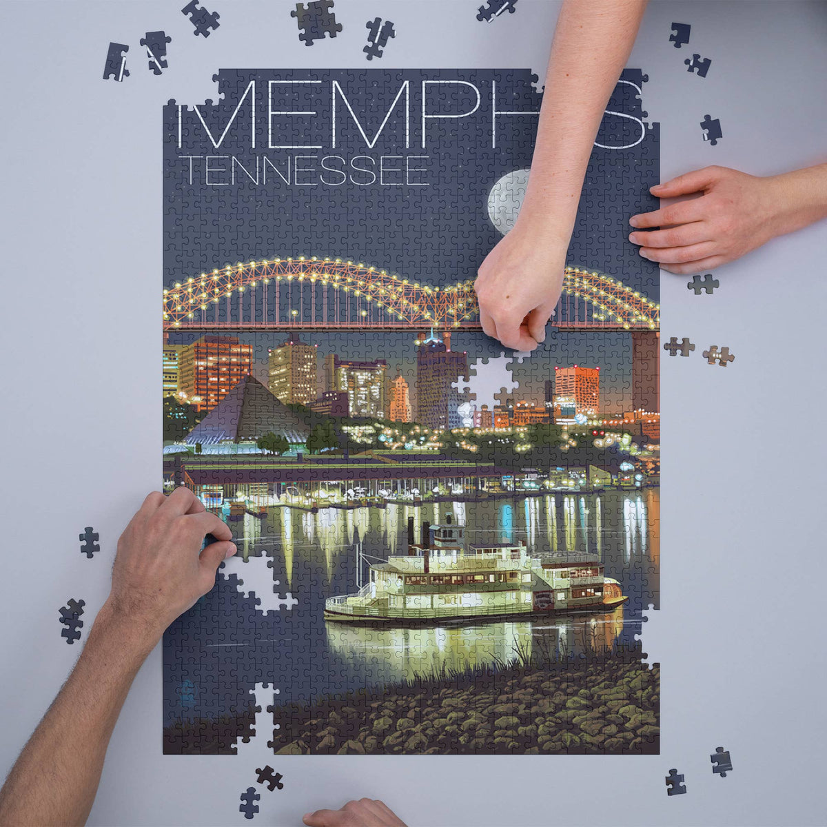Memphis, TN, Skyline at Night, 1000 Piece Puzzle