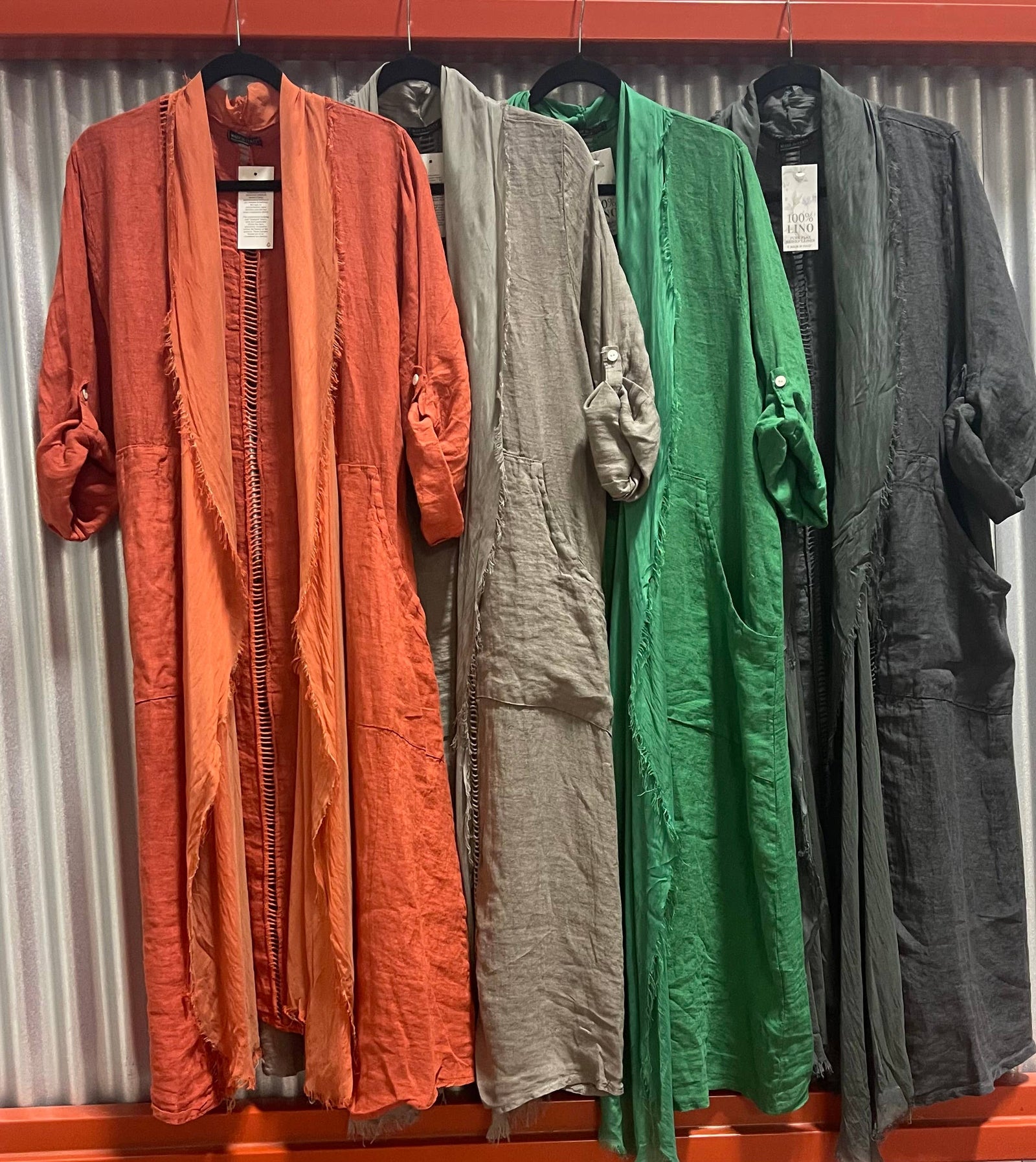 Italian Linen and Silk Jacket, Frayed Edges: One Size / Multiple Color Options