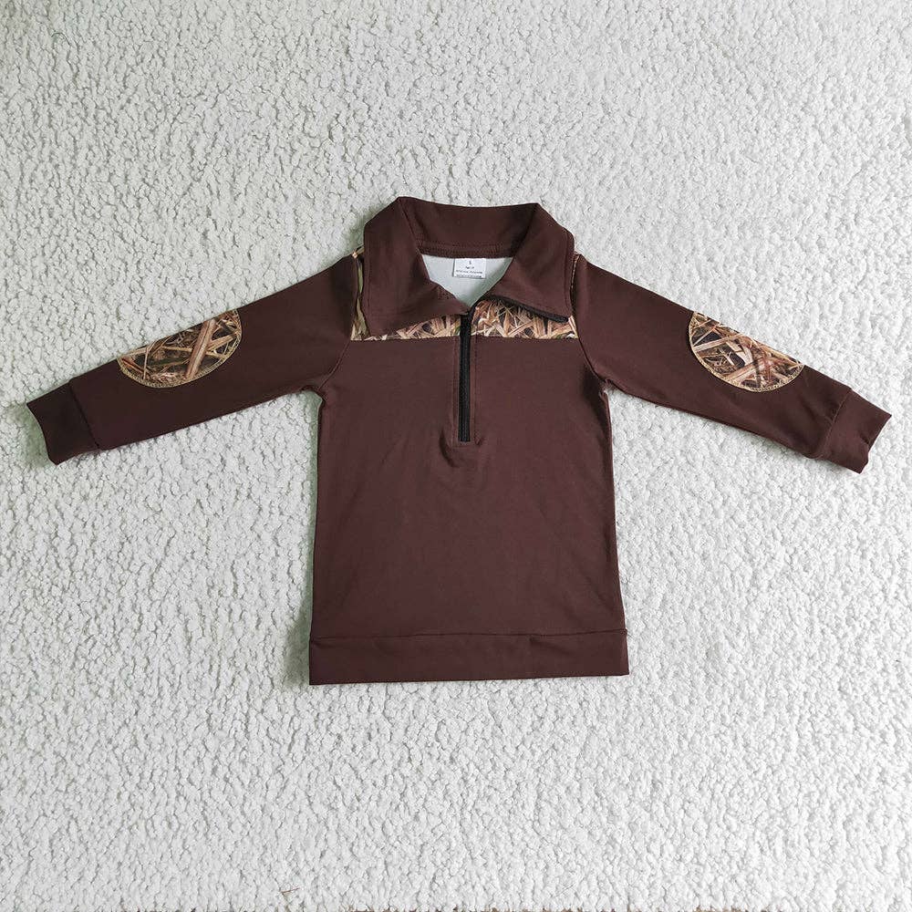 Baby boys brown camo long sleeve pullovers Tops: 3-6M