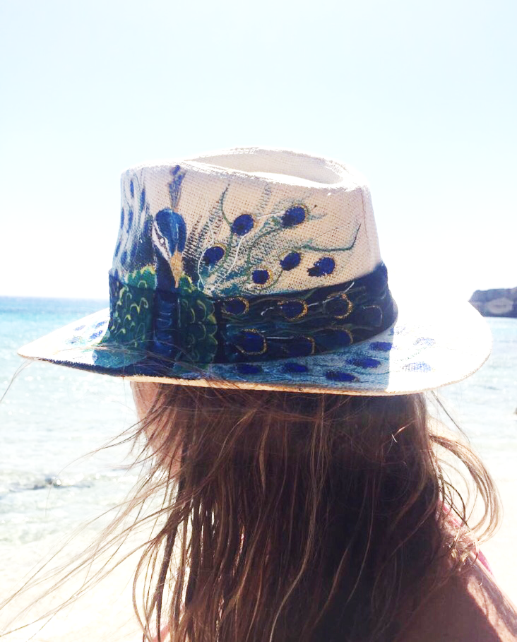 Hand Painted Panama Hat - Peacock