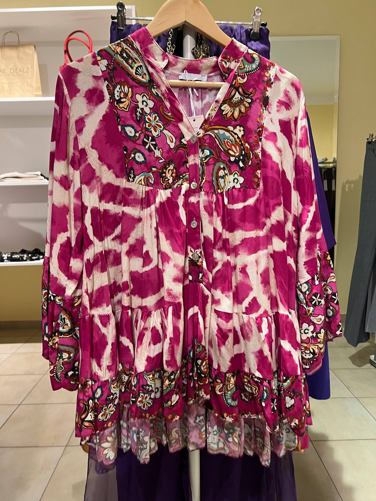 Made in Italy Blouse Hot Pink Multicolor