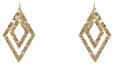 Diamond Textured Double Layered 1.75" Earring