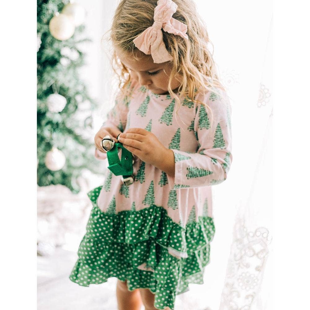 Christmas Trees Ruffles Dress 12M