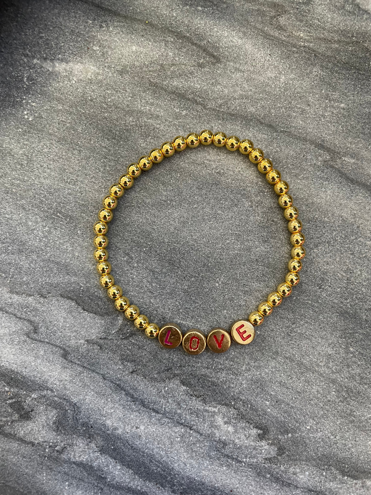 Gold Beaded Sayings Bracelet