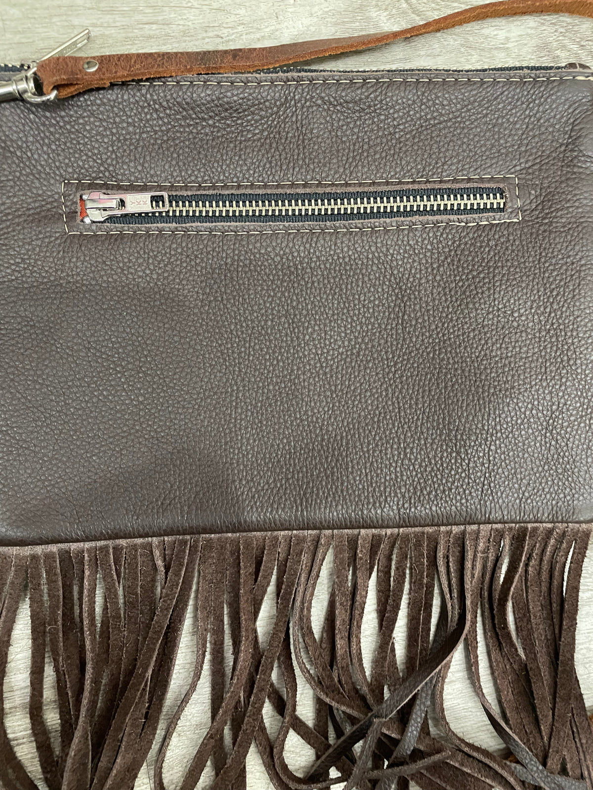 Leather Fringe &amp; Faux Fur Purse