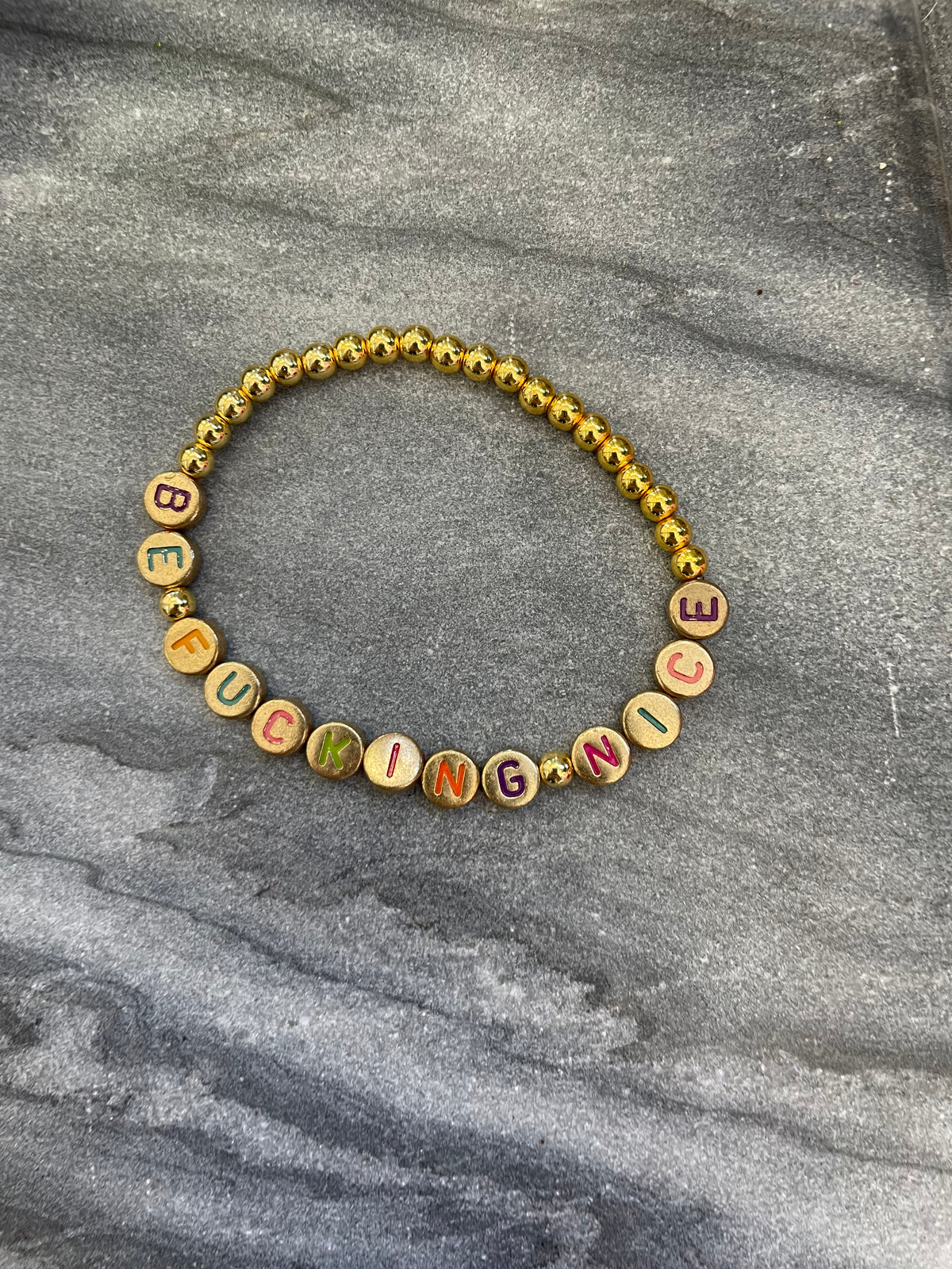 Gold Beaded Sayings Bracelet