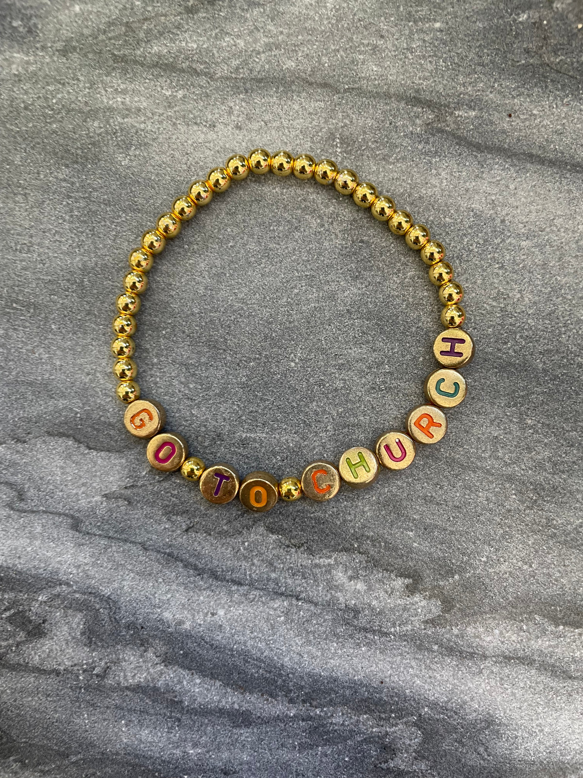 Gold Beaded Sayings Bracelet