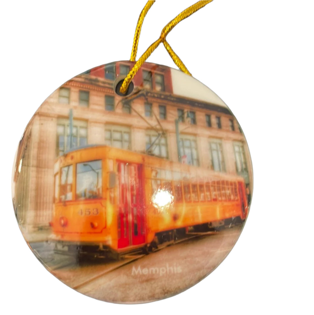 "Yellow Trolley" Ornament by Local Karen Pulfer Focht