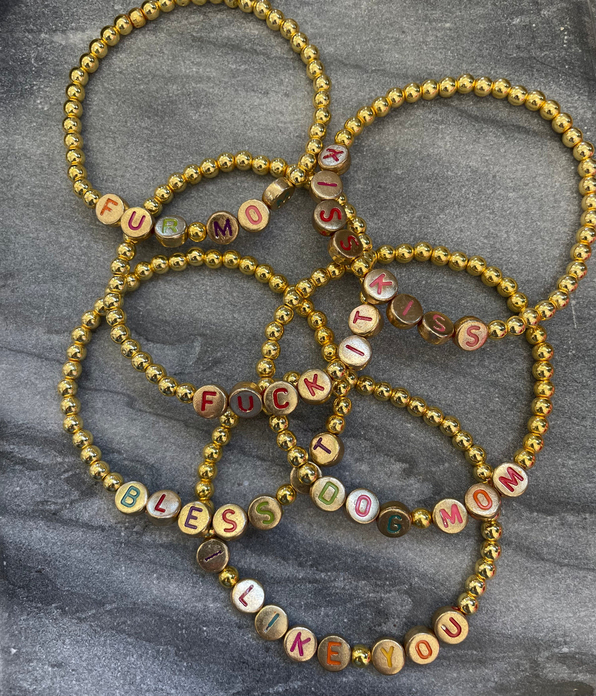 Gold Beaded Sayings Bracelet