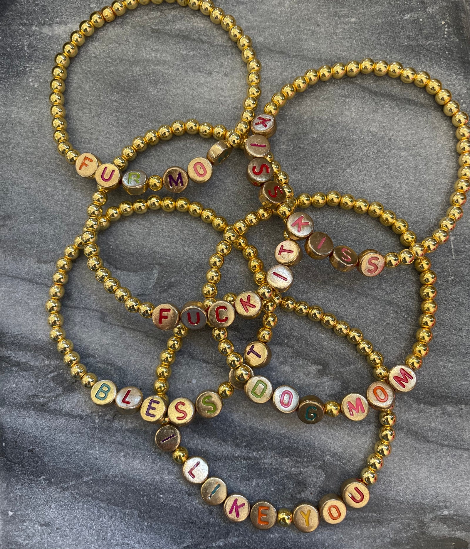 Gold Beaded Sayings Bracelet