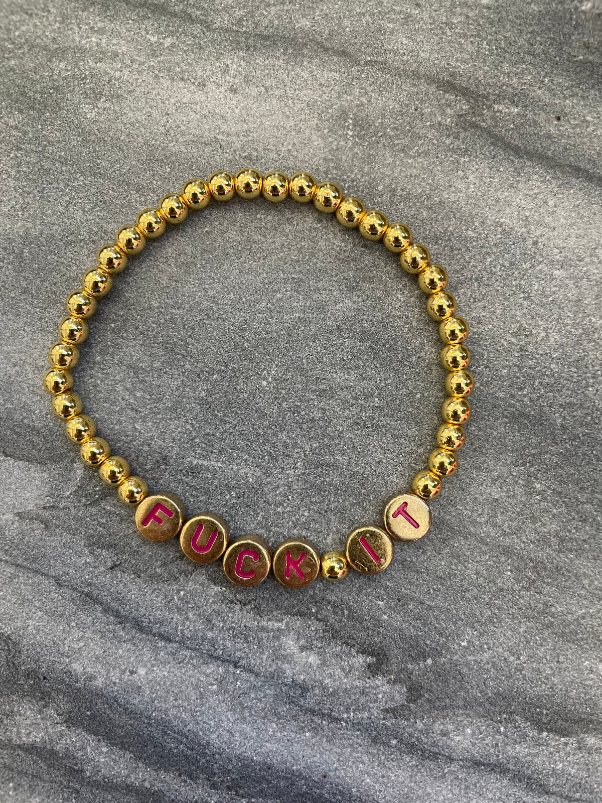 Gold Beaded Sayings Bracelet