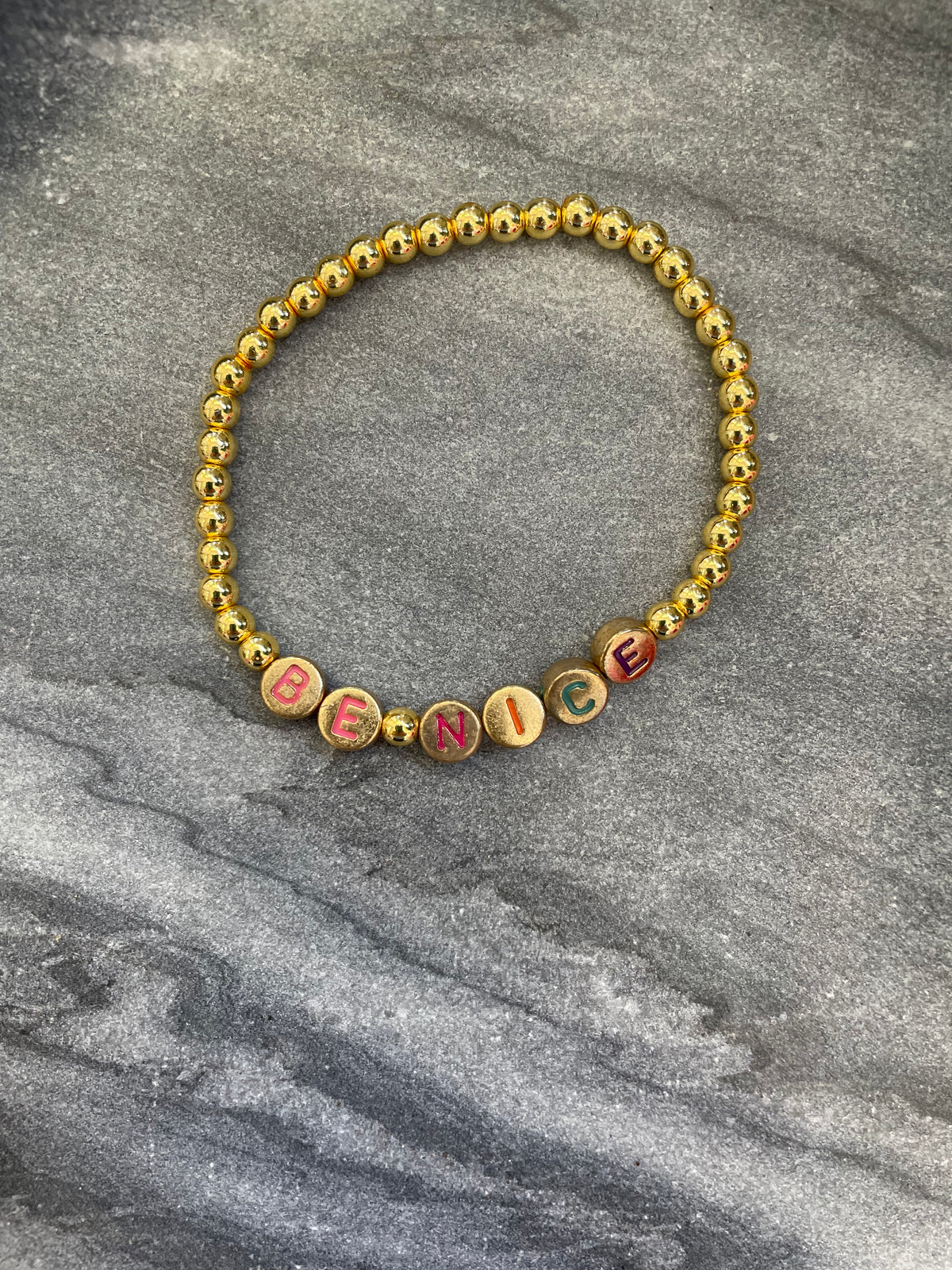 Gold Beaded Sayings Bracelet