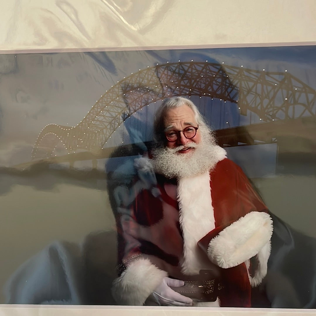 "Santa with Bridge" Matted Photograph by Karen Pulfer Focht