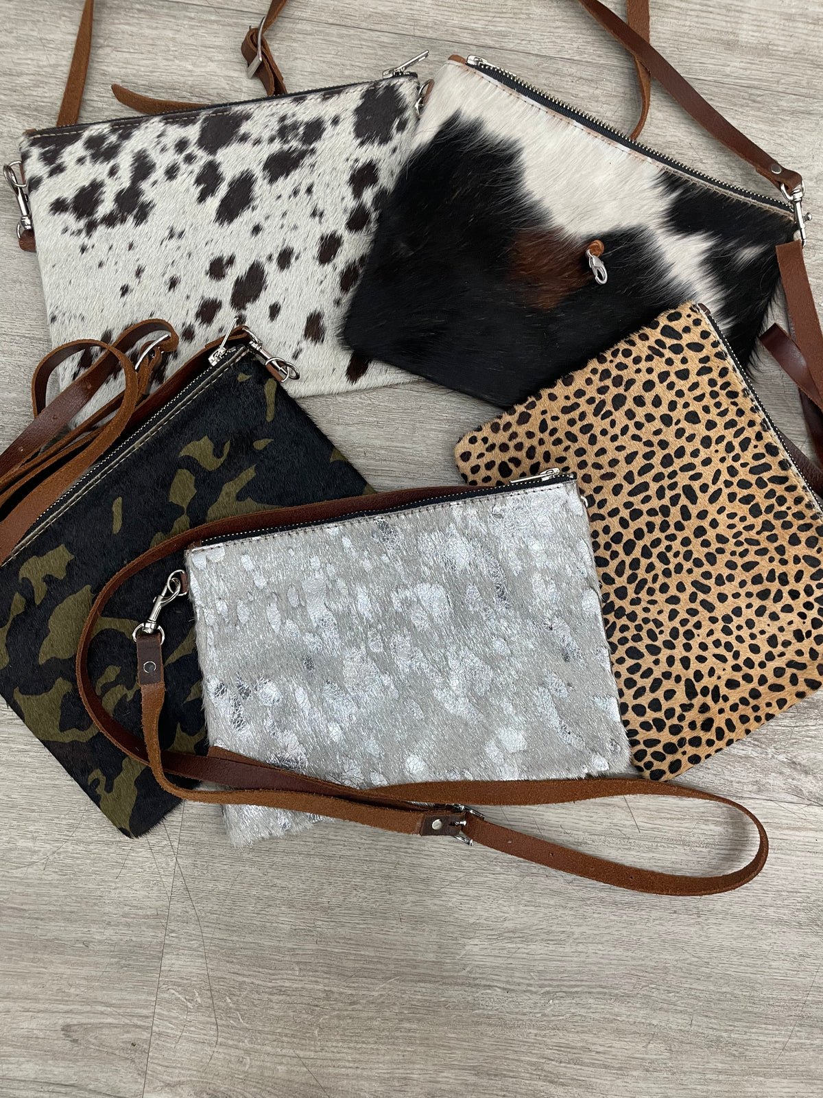 Faux Fur &amp; Leather Purse with Back Zipper