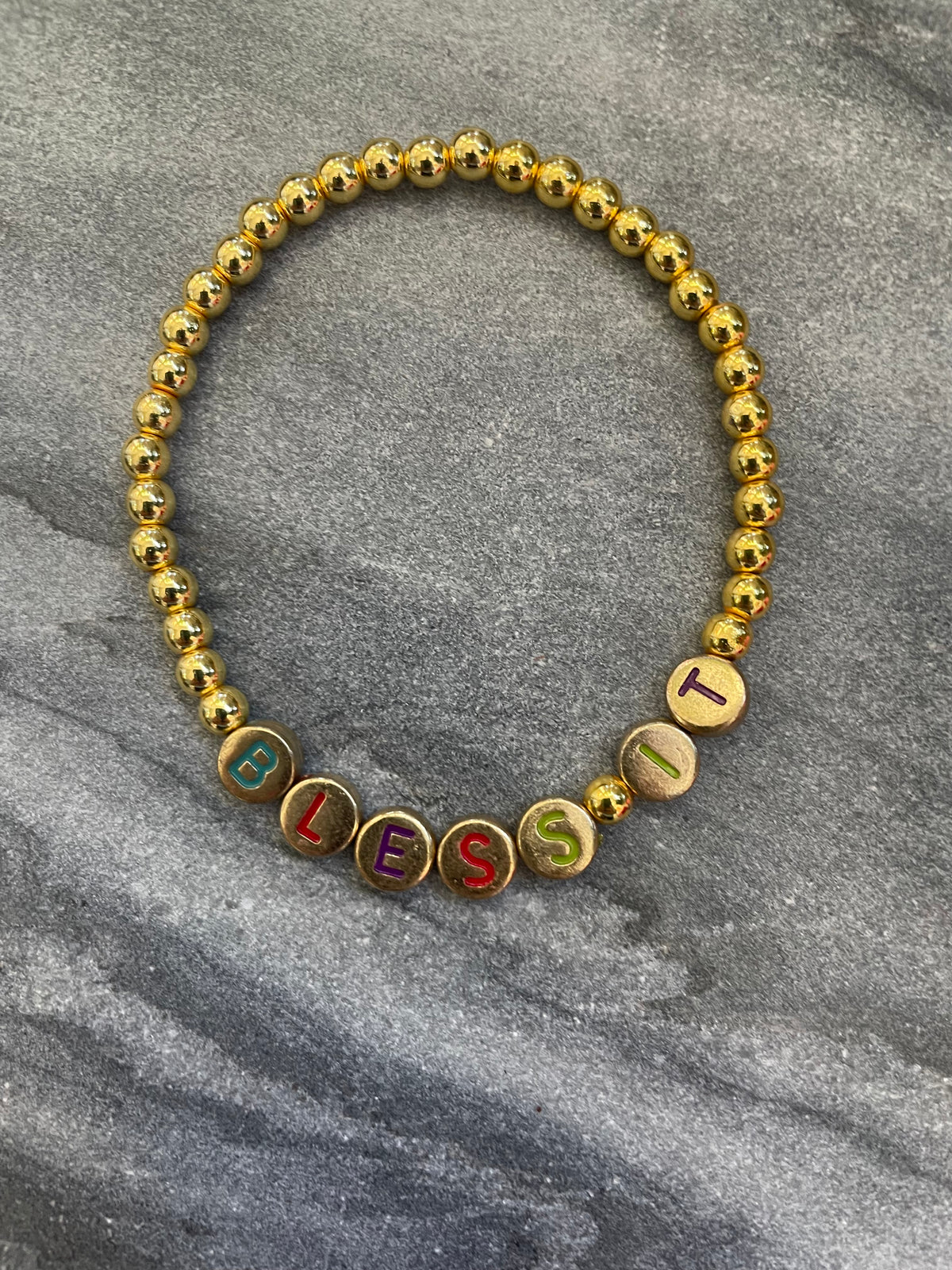 Gold Beaded Sayings Bracelet