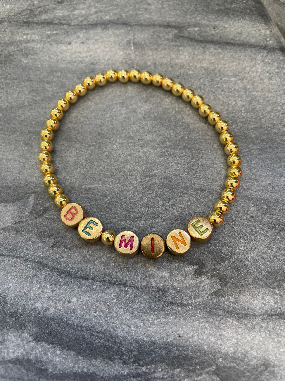 Gold Beaded Sayings Bracelet
