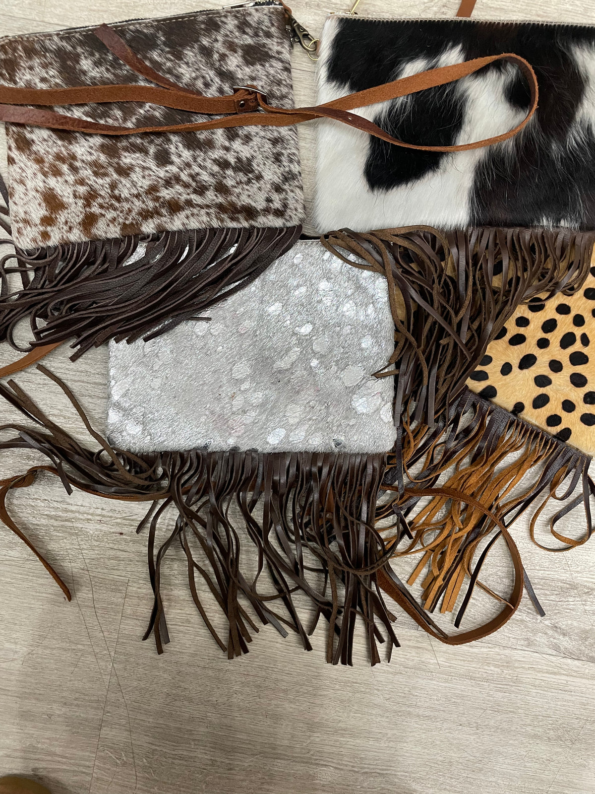 Leather Fringe &amp; Faux Fur Purse