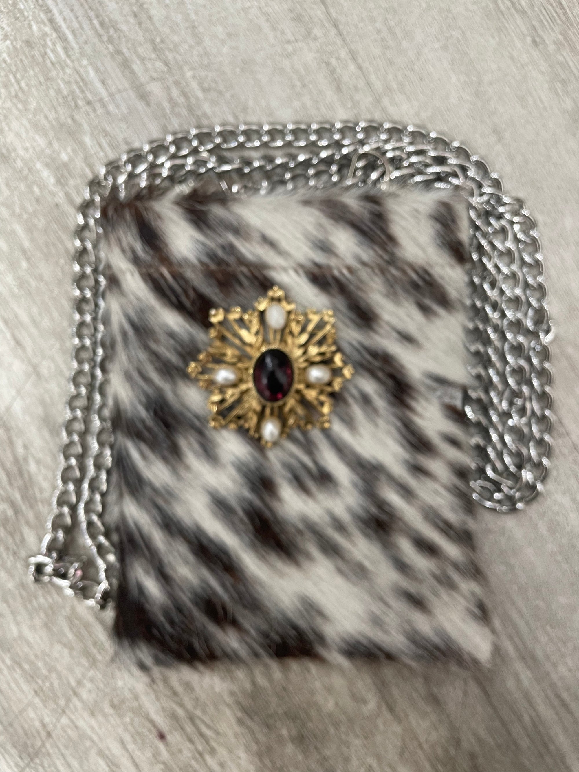 Chain Link Faux Fur Purse