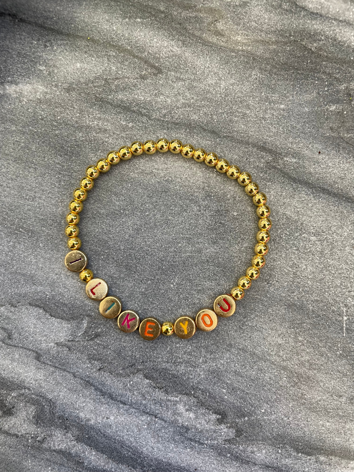 Gold Beaded Sayings Bracelet