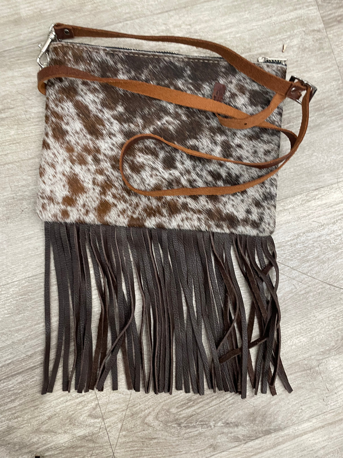 Leather Fringe &amp; Faux Fur Purse
